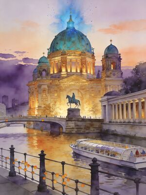 Berlin Hackesche Hofe Courtyards Watercolor Canvas Print