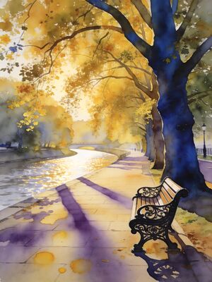Bishops Park Thames Path Formal Gardens Watercolor Canvas Print