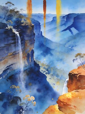 Blue Mountains Alpine Meadow Watercolor Canvas Print