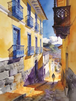 Bogota Plaza Bolivar and Cathedral Watercolor Canvas Print