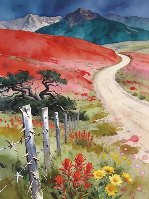 Breckenridge Ten Mile Range Vista Watercolor Canvas Print