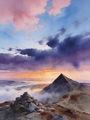 Brecon Beacons Scenic Overlook Vista Watercolor Canvas Print