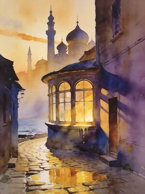 Brighton Palace Pier on a Sunny Morning Watercolor Canvas Print