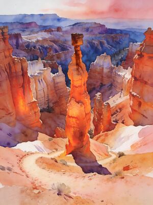 Bryce Canyon Bryce Point Sunrise Watercolor Canvas Print