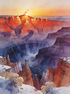 Bryce Canyon Navajo Loop Trail Hoodoos Watercolor Canvas Print