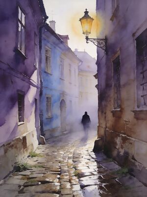 Budapest Castle District Medieval Lane Watercolor Canvas Print