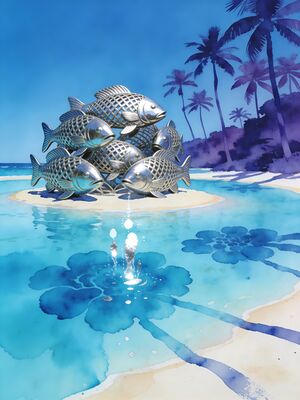 Cairns Esplanade Lagoon and Waterfront Watercolor Canvas Print