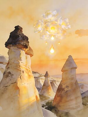 Cappadocia Hot Air Balloons over Fairy Chimneys at Dawn Watercolor Canvas Print