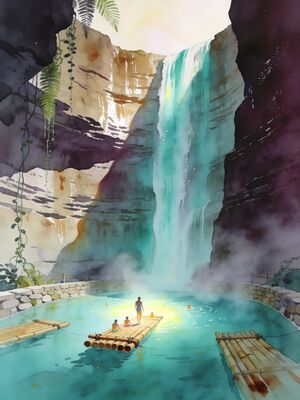 Cebu Kawasan Falls Turquoise Cascade Watercolor Canvas Print