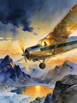 Cessna Plane on Rustic Grass Airstrip Watercolor Painting — Watercolor Canvas