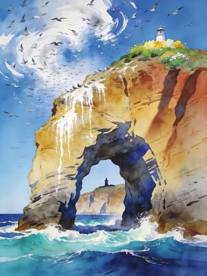 Channel Islands Anacapa Island Sea Arch Watercolor Canvas Print