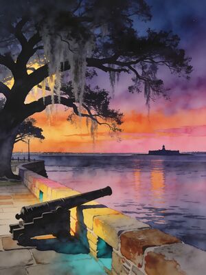 Charleston Rainbow Row Pastel Houses Watercolor Canvas Print