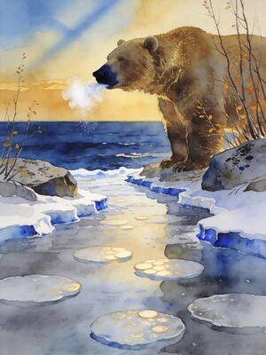 Churchill Manitoba Polar Bears Hudson Bay Watercolor Canvas Print