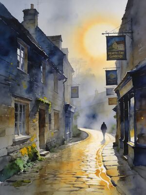 Morning Lane Watercolor Canvas Print