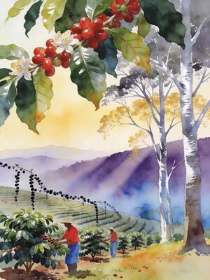Coorg Abbey Falls Forest Watercolor Canvas Print