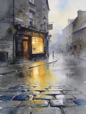 Cork City Historic Quarter Cobblestone Walk Watercolor Canvas Print