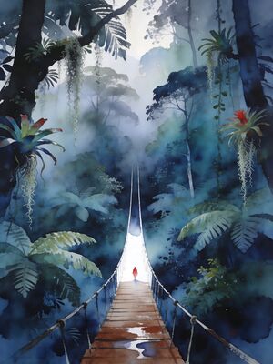 Costa Rica Arenal Volcano Panorama Watercolor Canvas Print