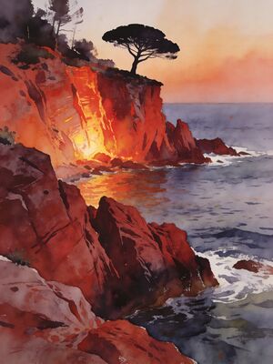 C Te D Azur Watercolor Canvas Print