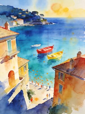 C Te D Azur Watercolor Canvas Print
