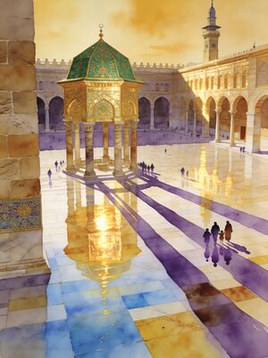 Damascus Straight Street Ancient Bazaar Watercolor Canvas Print