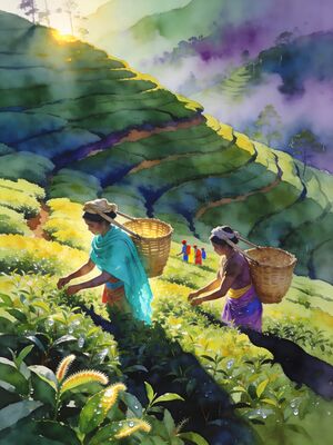Darjeeling Monastery Prayer Flags Watercolor Canvas Print