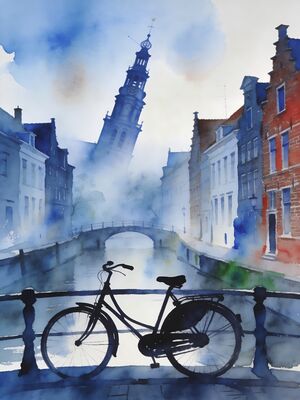 Delft Flower Alley Watercolor Canvas Print