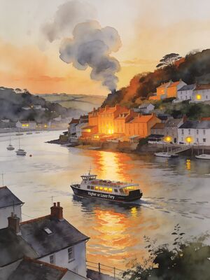Devon Coast Burgh Island at Low Tide Watercolor Canvas Print