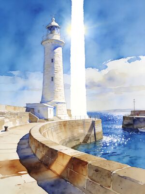 Donaghadee Copeland Islands Sunset Watercolor Canvas Print