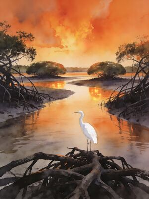 Everglades National Park Trail Watercolor Canvas Print