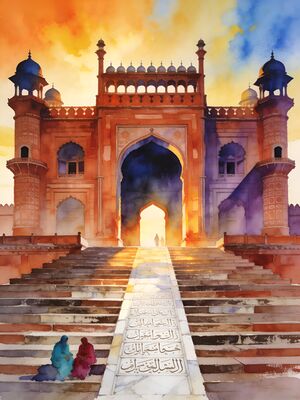 Fatehpur Sikri Buland Darwaza Gateway Watercolor Canvas Print