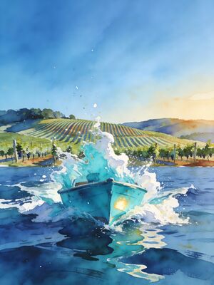 Finger Lakes Lakeside Dawn Watercolor Canvas Print