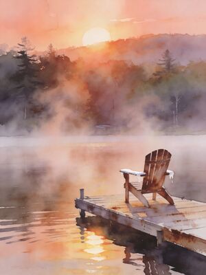 Finger Lakes Boat Scene Watercolor Canvas Print