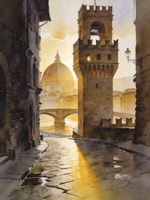 Florence San Lorenzo Morning Market Watercolor Canvas Print
