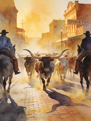 Fort Worth Sundance Square Plaza Watercolor Canvas Print