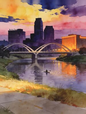 Fort Worth Watercolor Canvas Print