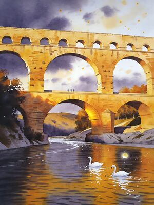 Galway Long Walk Harbour at Dusk Watercolor Canvas Print
