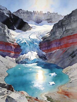 Glacier National Park Many Glacier Panorama Watercolor Canvas Print