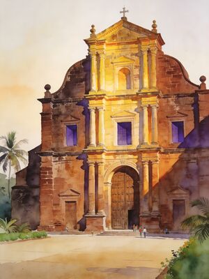 Goa Basilica of Bom Jesus Watercolor Canvas Print