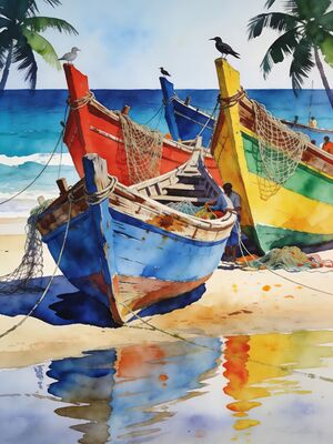 Goa Fontainhas Latin Quarter Watercolor Canvas Print