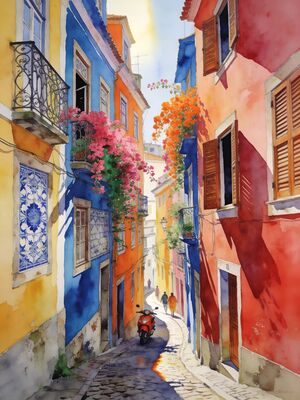 Goa Fishing Boats Colorful Watercolor Canvas Print
