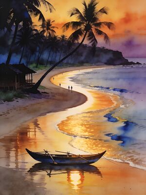 Goa Old Goa Church Ruins Watercolor Canvas Print