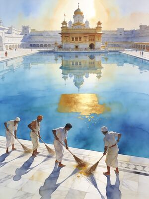 Golden Temple Entrance Watercolor Canvas Print