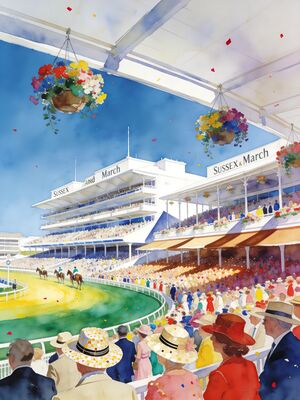 Goodwood Racecourse Golden Hour Watercolor Canvas Print