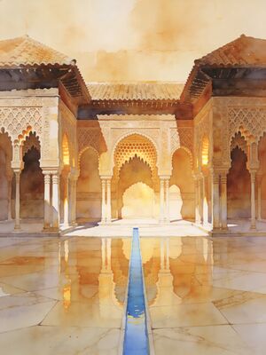 Granada Albaicin Old Town Lane Watercolor Canvas Print