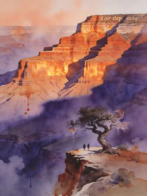Grand Canyon Mather Point at Dawn Watercolor Canvas Print