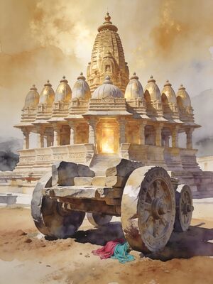 Hampi Virupaksha Temple Bazaar Watercolor Canvas Print