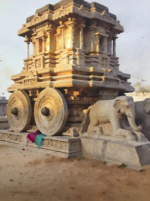 Hampi Lotus Mahal Ruins Watercolor Canvas Print