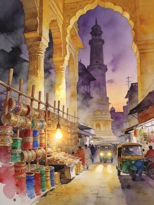 Hyderabad Hussain Sagar Buddha Watercolor Canvas Print