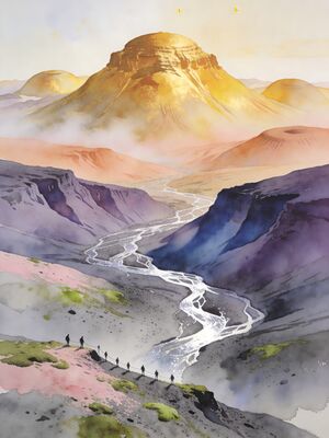 Iceland Mountain Lake Watercolor Canvas Print