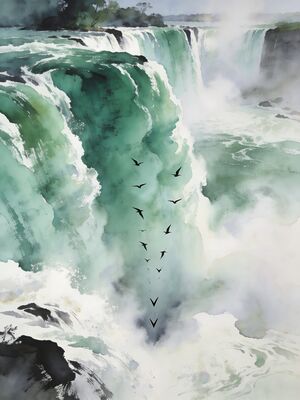 Iguazu Falls Devil's Throat Cascade Watercolor Canvas Print